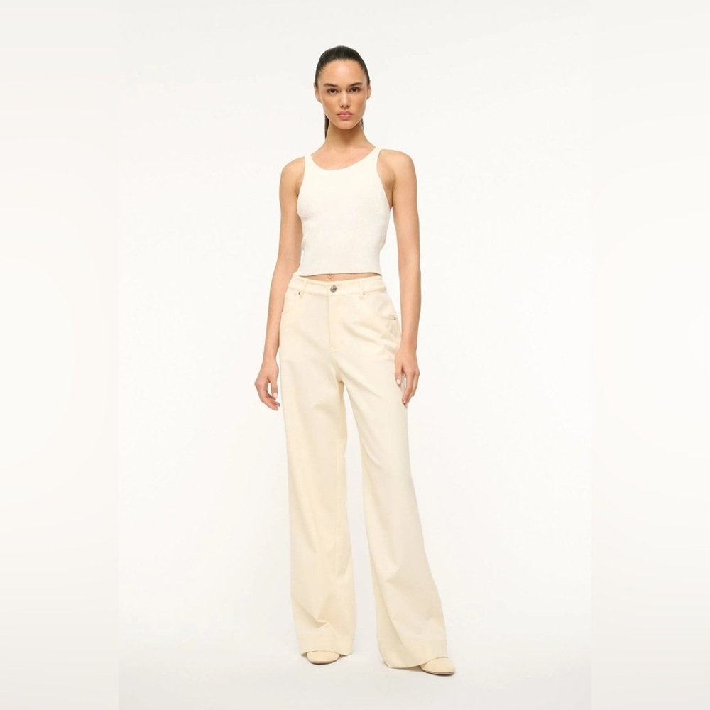 STAUD White Straight Leg Jeans Timeless Style grayson pants